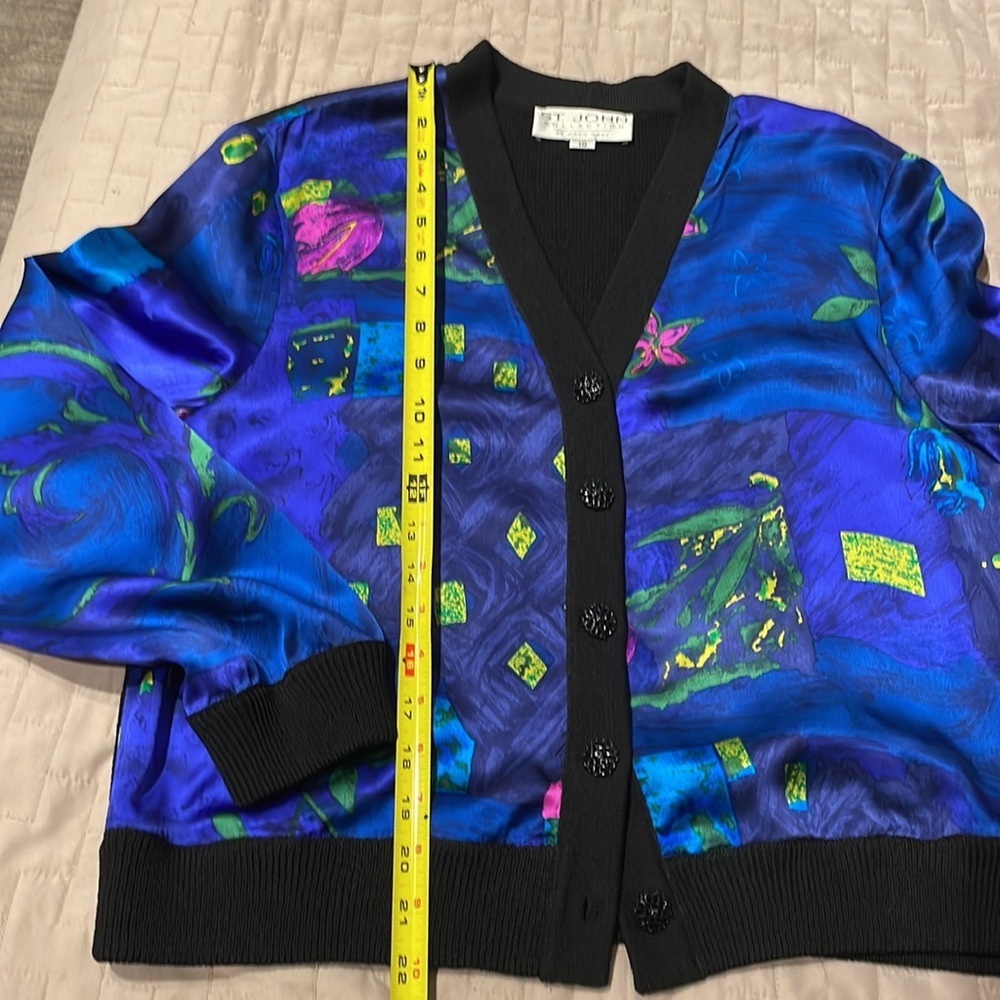 St John Vintage Black Blue Cardigan 10 - Picture 7 of 9
